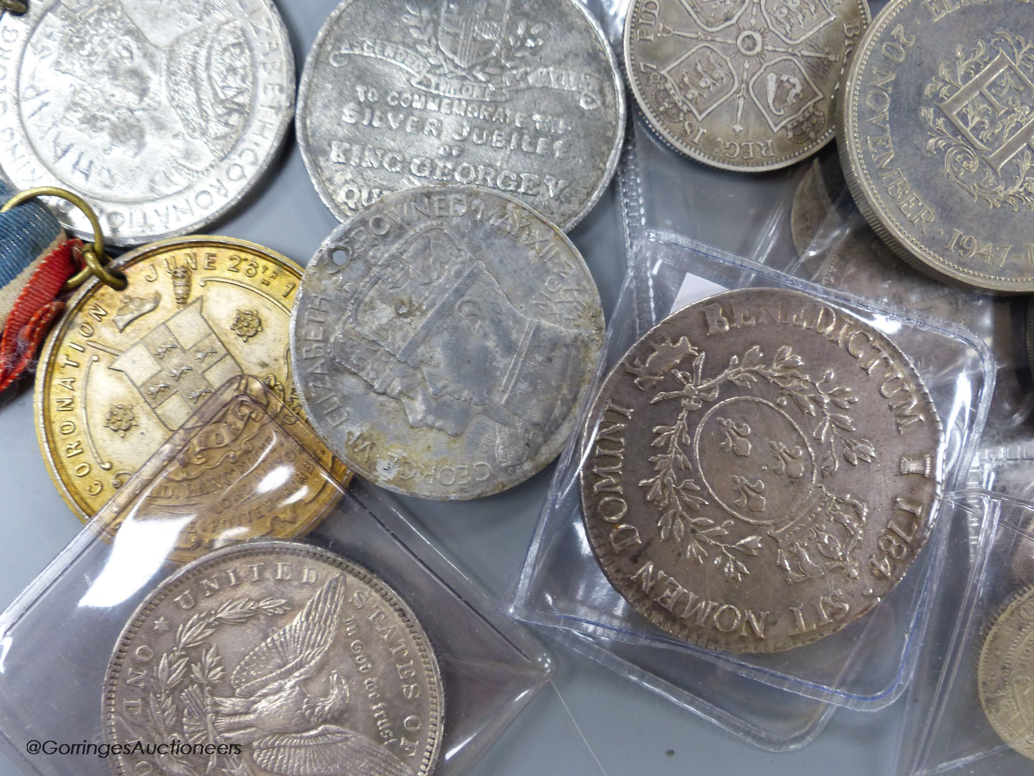 A group of assorted coins and medals